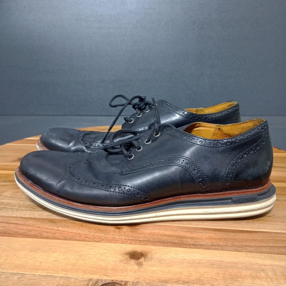 Cole Haan ZeroGrand Wingtip Oxford Shoes Mens 9.5 Black Leather Office‎ Work